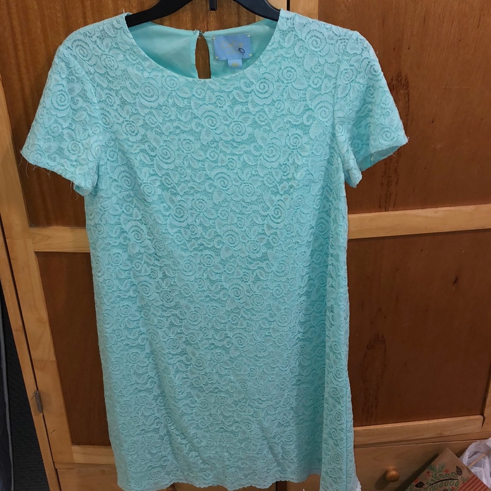 Mint colored, lace dress